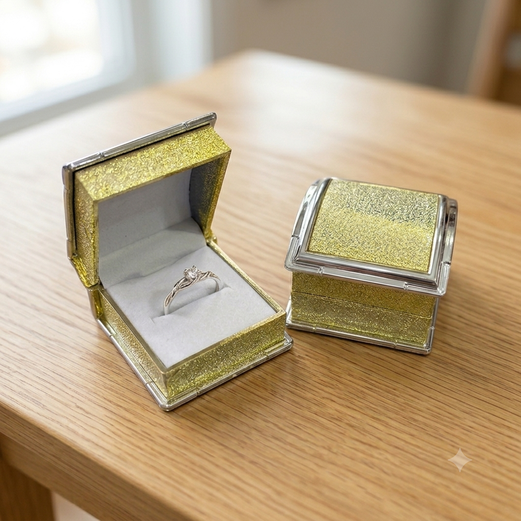 Elegant Solitaire & Infinity Rings with Glitter Display Boxes - Silver Promise Rings