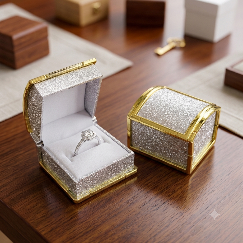 Elegant Solitaire & Infinity Rings with Glitter Display Boxes - Silver Promise Rings