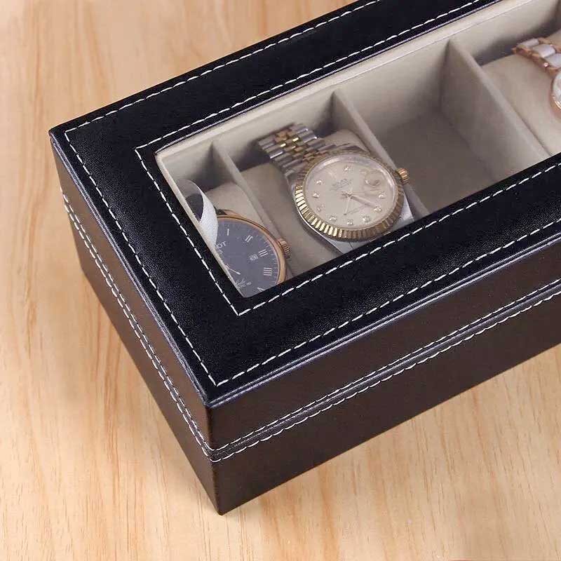 Elegant PU Leather Watch Storage Box – 6 or 12 Slot Organizer for Men & Women