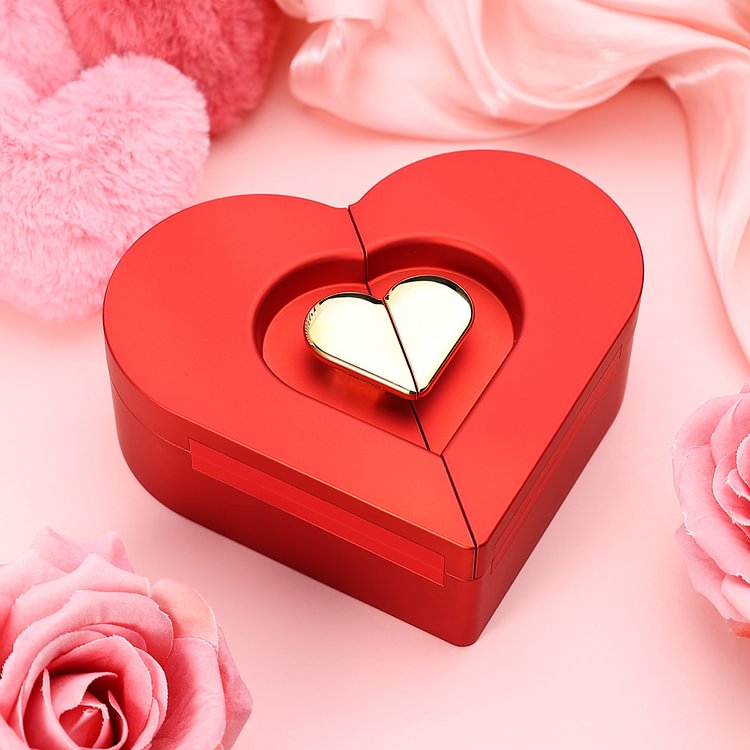 Love Open Heart Box with Heart Necklace – Valentine’s Day Double Open Jewelry Gift Box