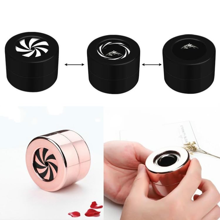 Wedding Ring Box Creative Rotating Rising Metal Ring Holder with Silver Ring