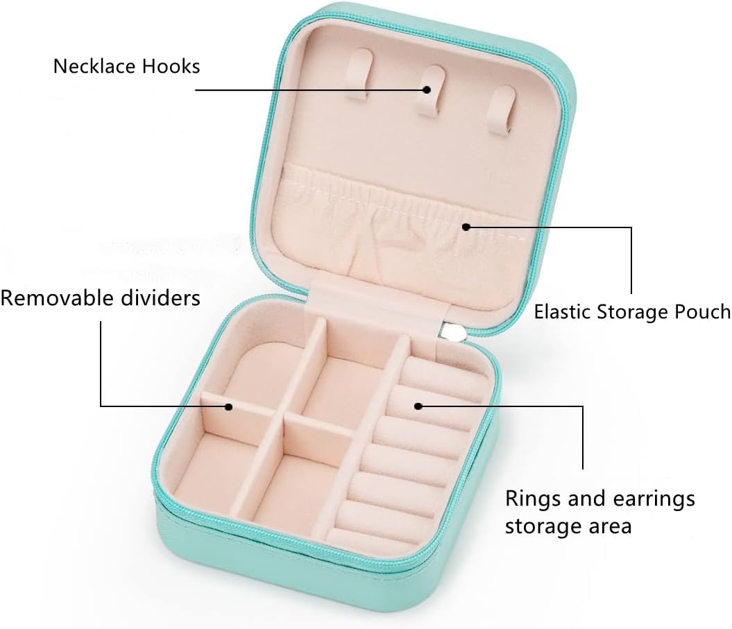 Mini Leather Square Jewellery Box – Portable Travel Organizer for Rings, Earrings & Necklaces