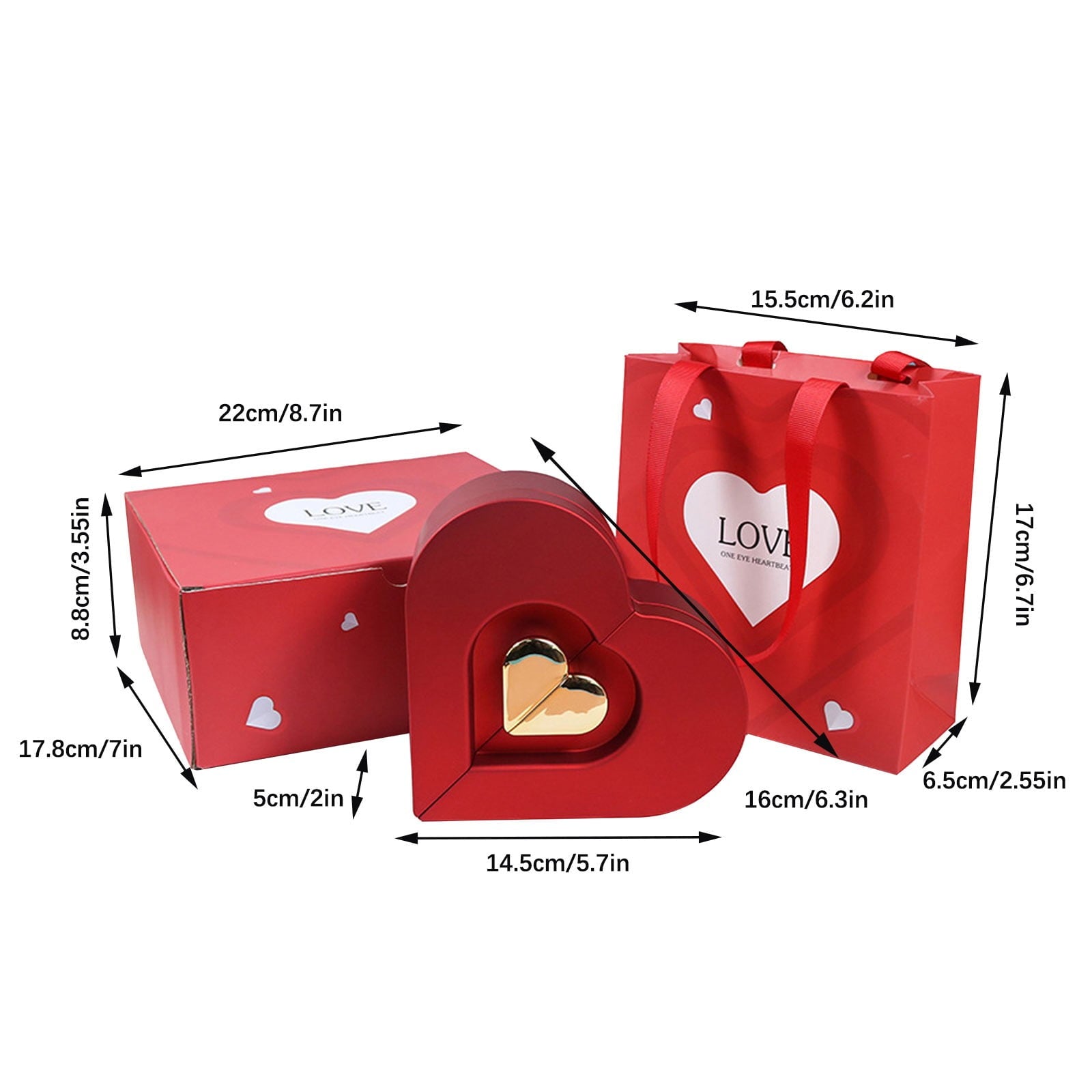 Love Open Heart Box with Heart Necklace – Valentine’s Day Double Open Jewelry Gift Box