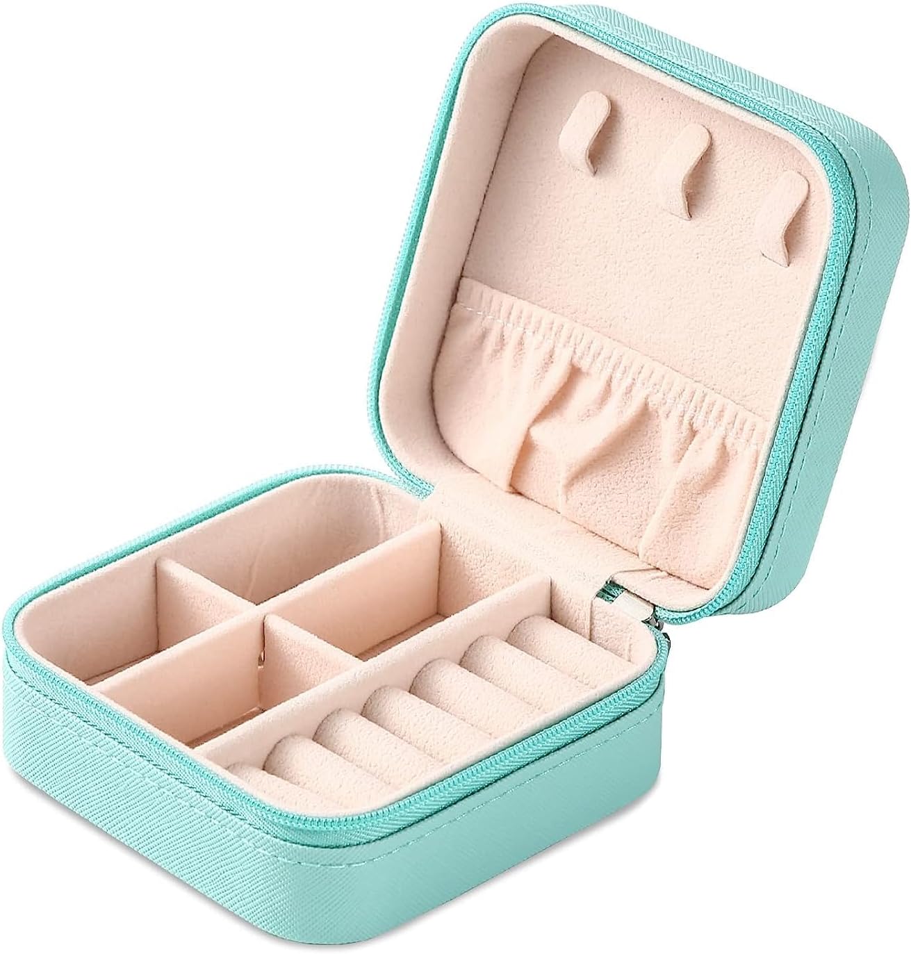 Mini Leather Square Jewellery Box – Portable Travel Organizer for Rings, Earrings & Necklaces