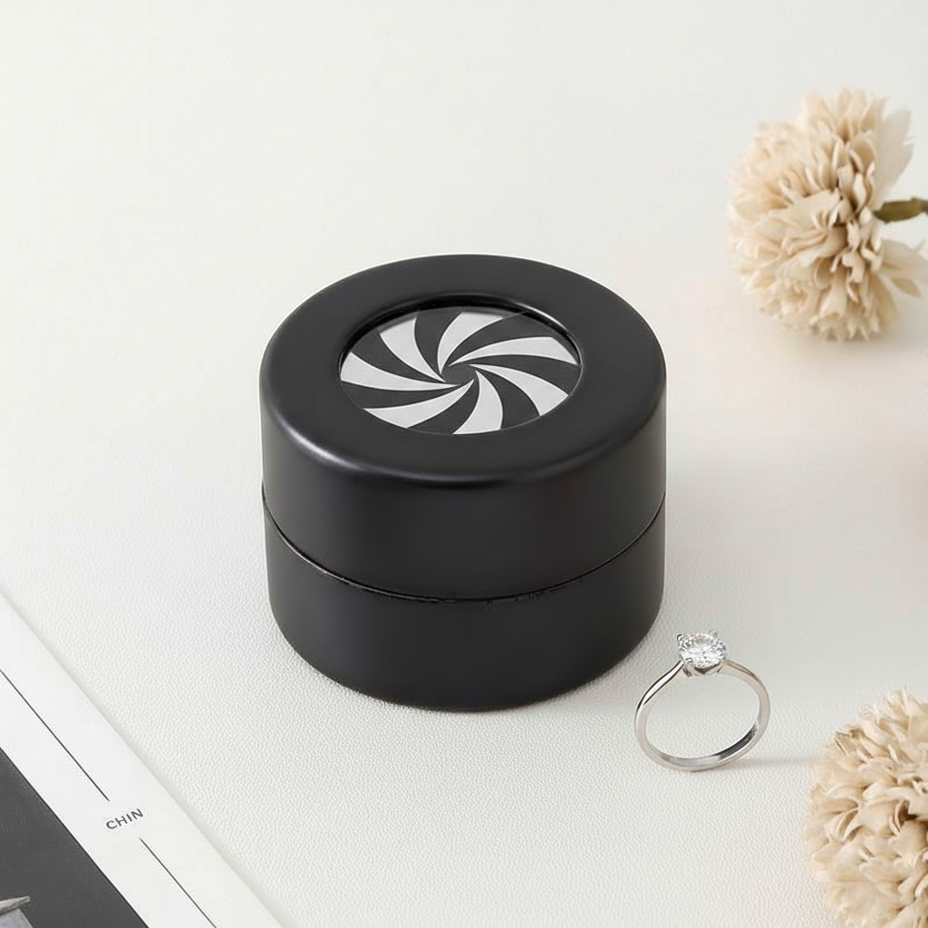 Wedding Ring Box Creative Rotating Rising Metal Ring Holder with Silver Ring