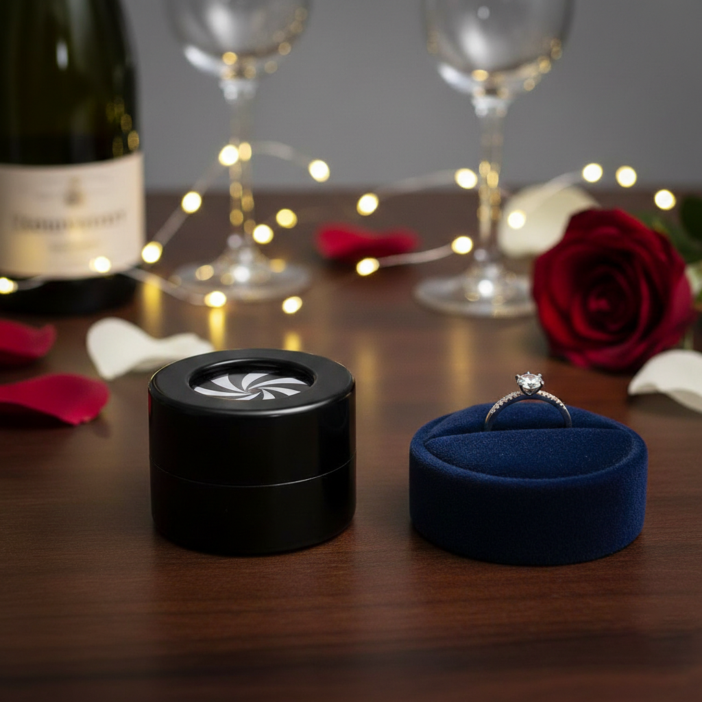 Wedding Ring Box Creative Rotating Rising Metal Ring Holder with Silver Ring