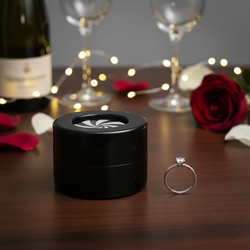 Wedding Ring Box Creative Rotating Rising Metal Ring Holder with Silver Ring