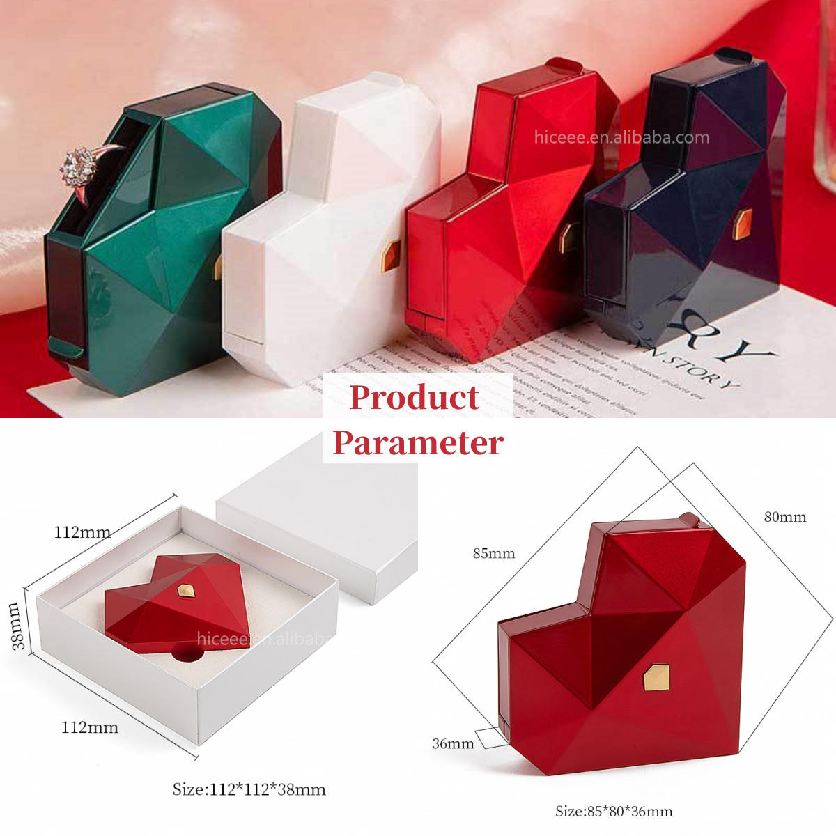 Heart-Shaped Pop-Up Ring Box with Silver Ring – Romantic Jewelry Gift Box