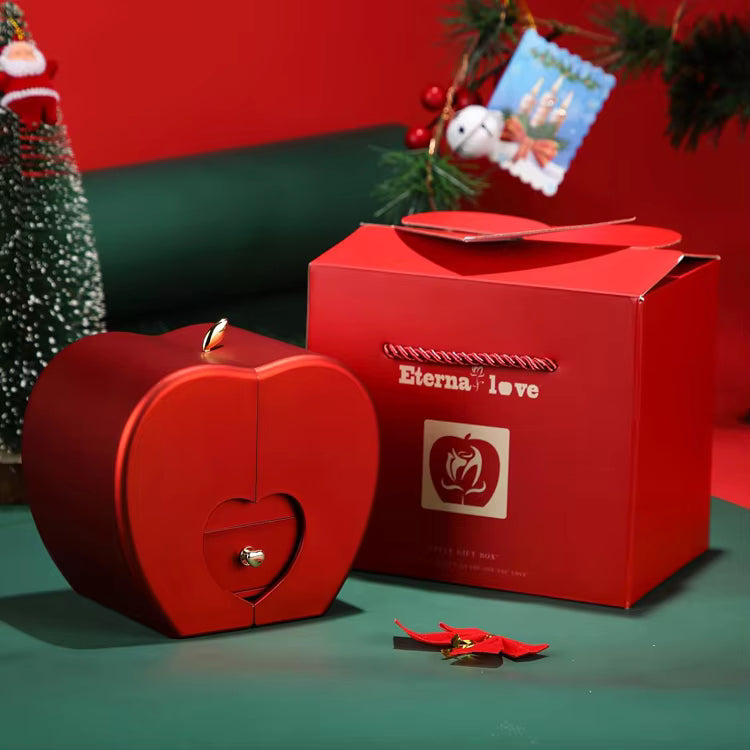 Apple Rose Box with Open Heart Necklace – Luxury Romantic Gift Box