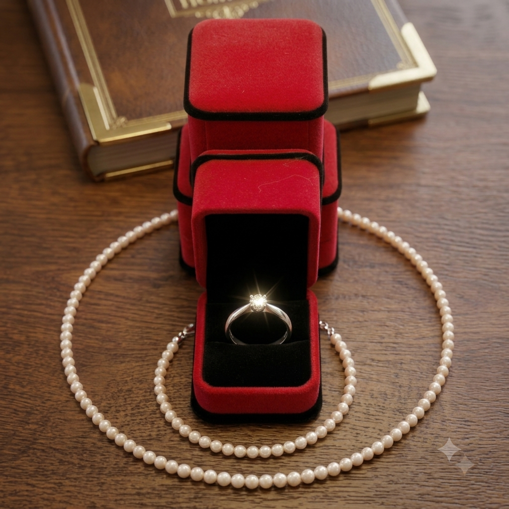 Silver Solitaire Engagement Ring in Red Velvet Gift Box