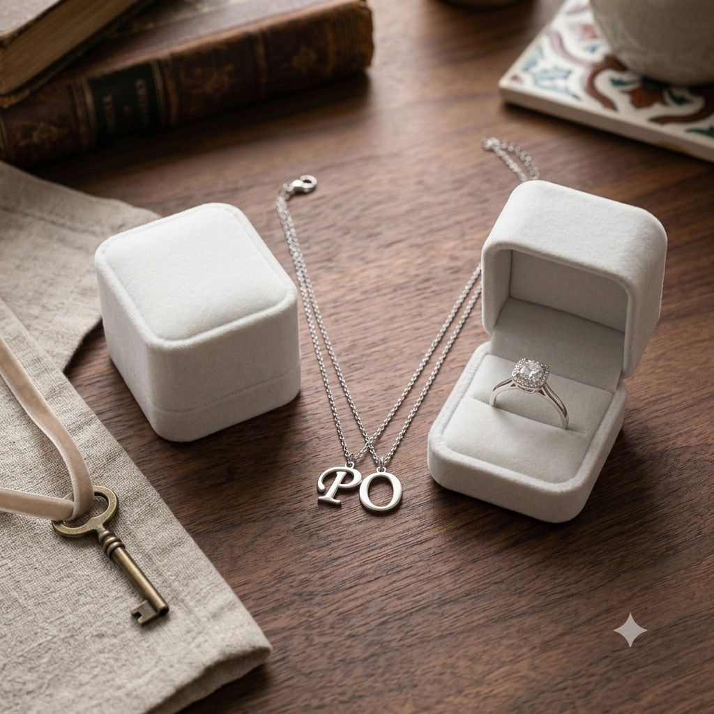Elegant Solitaire Diamond Cut Ring in White Velvet Box - Silver Promise Ring
