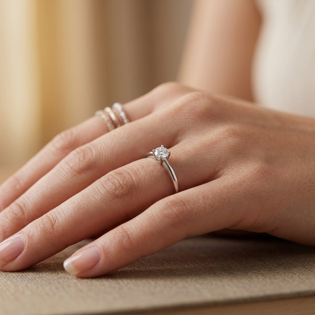 Silver Ring in a Rose Box - Classic Solitaire Promise Ring