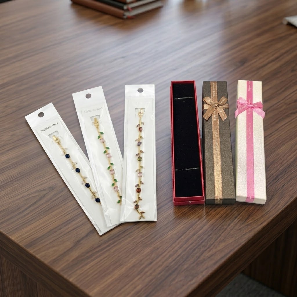 Stainless Steel Colorful Gemstone Leaf Bracelets with Luxury Gift Box - Viral Tulip Brecelets